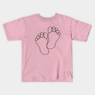 Minimal Art Drawing - Line Art Foot - Feet - Toe Kids T-Shirt